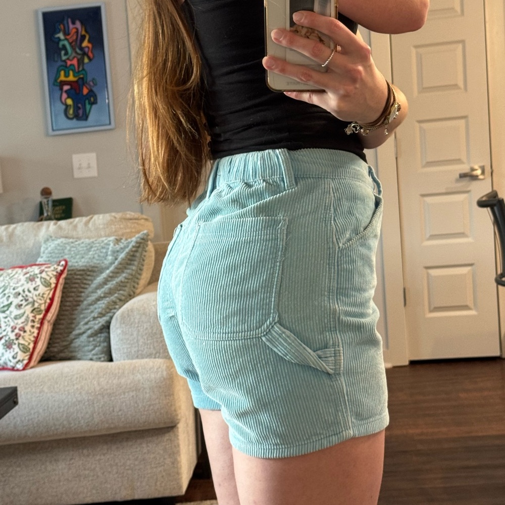 Women's Light Blue Corduroy Shorts